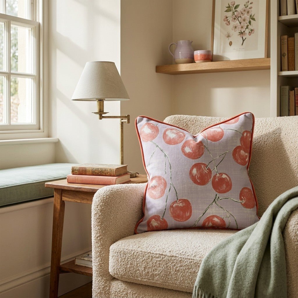 Bright Red Cherries Throw Pillow - Hillcroft Home