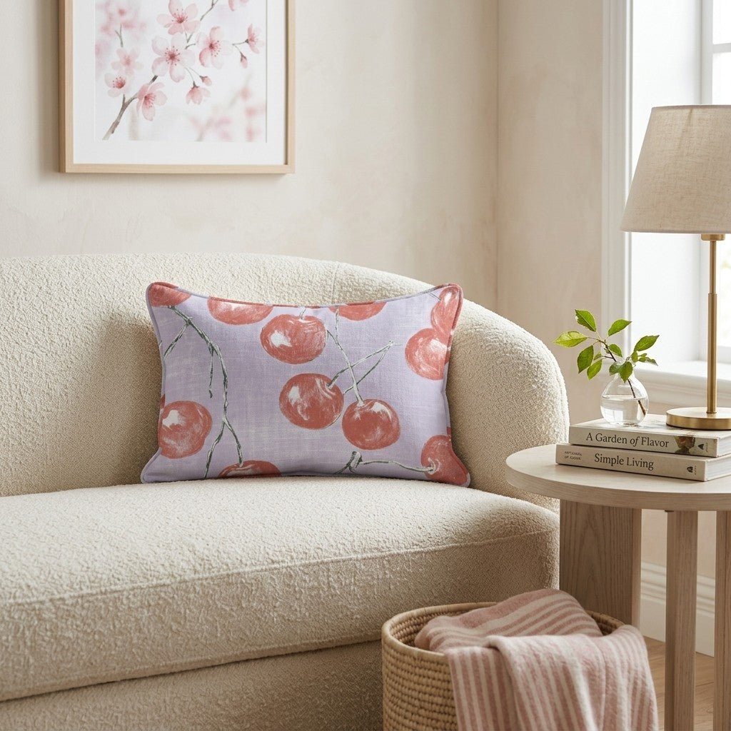 Bright Red Cherries Throw Pillow - Hillcroft Home
