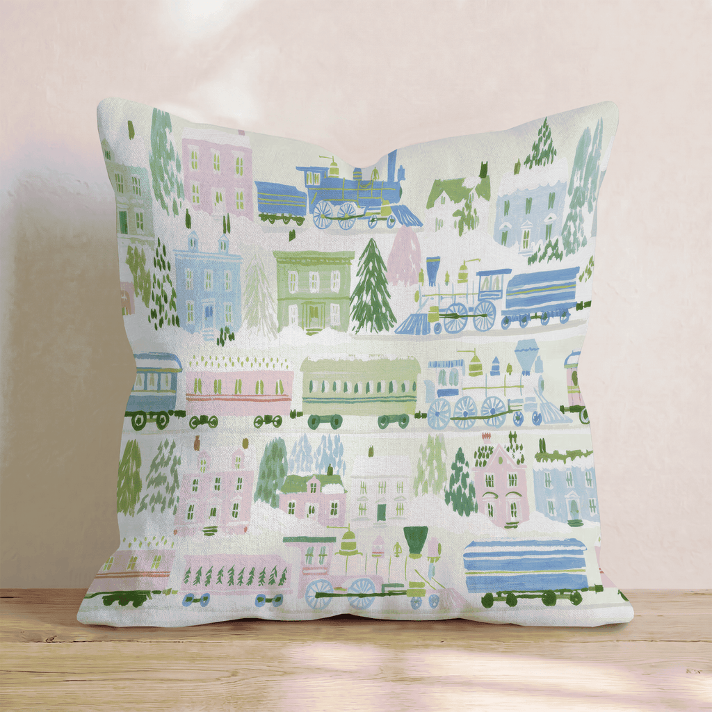 Bright Trains Throw Pillow - Hillcroft Home
