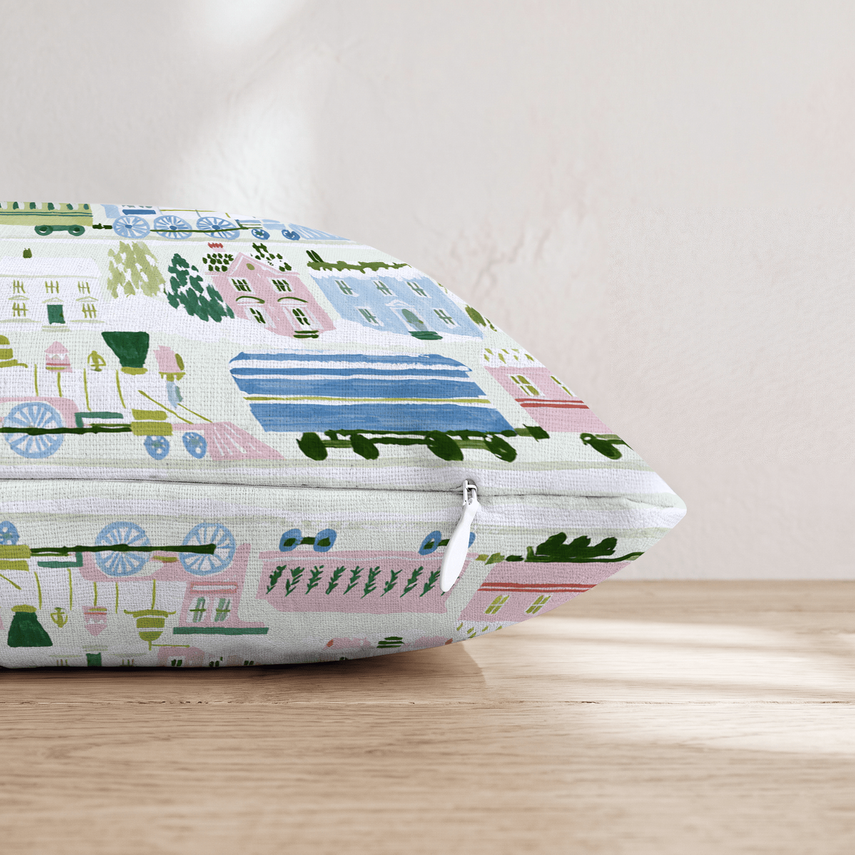 Bright Trains Throw Pillow - Hillcroft Home