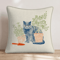 British Shorthair Gardening Throw Pillow - Hillcroft Home