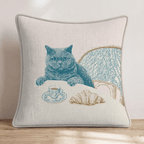 British Shorthair In Paris Throw Pillow - Hillcroft Home