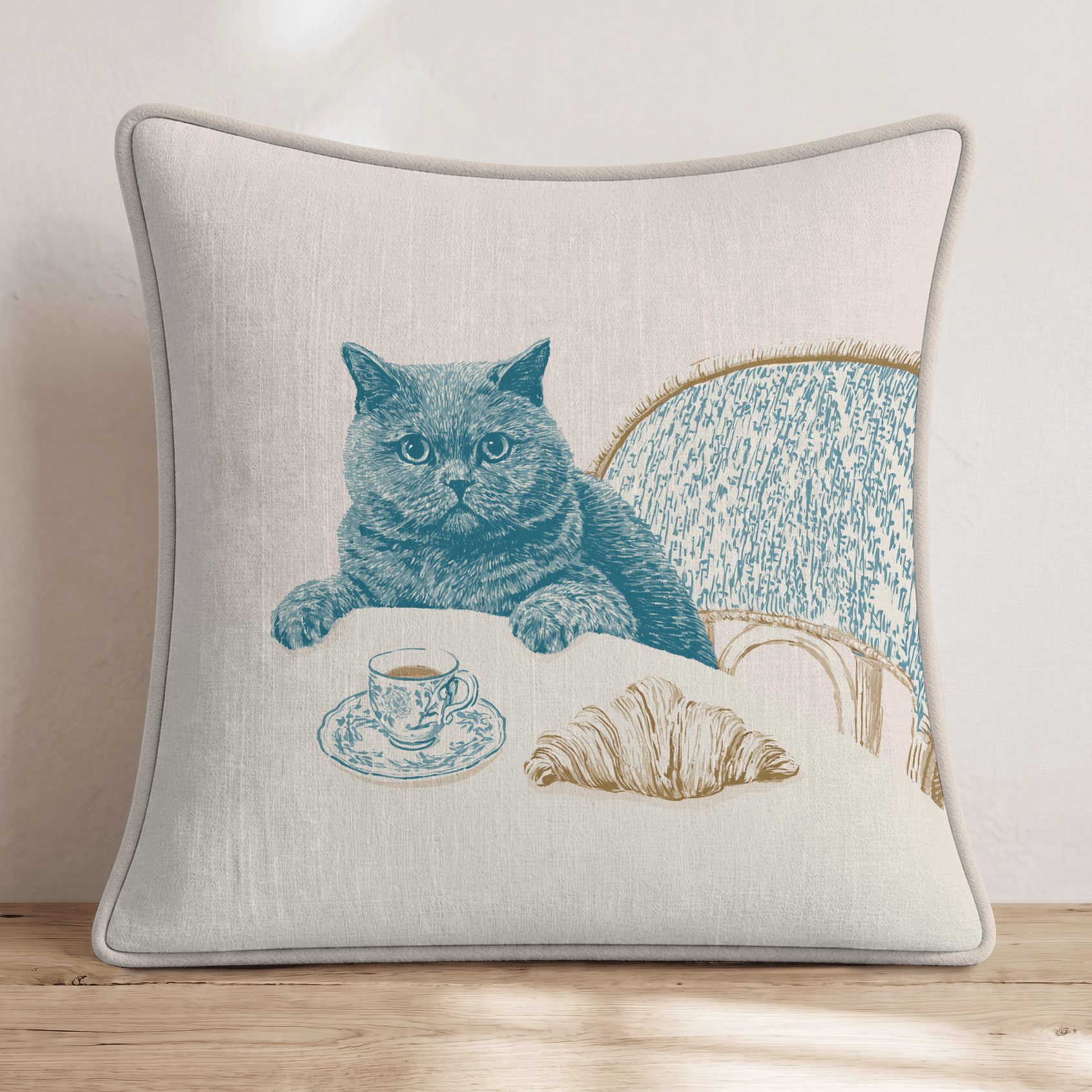 British Shorthair In Paris Throw Pillow - Hillcroft Home