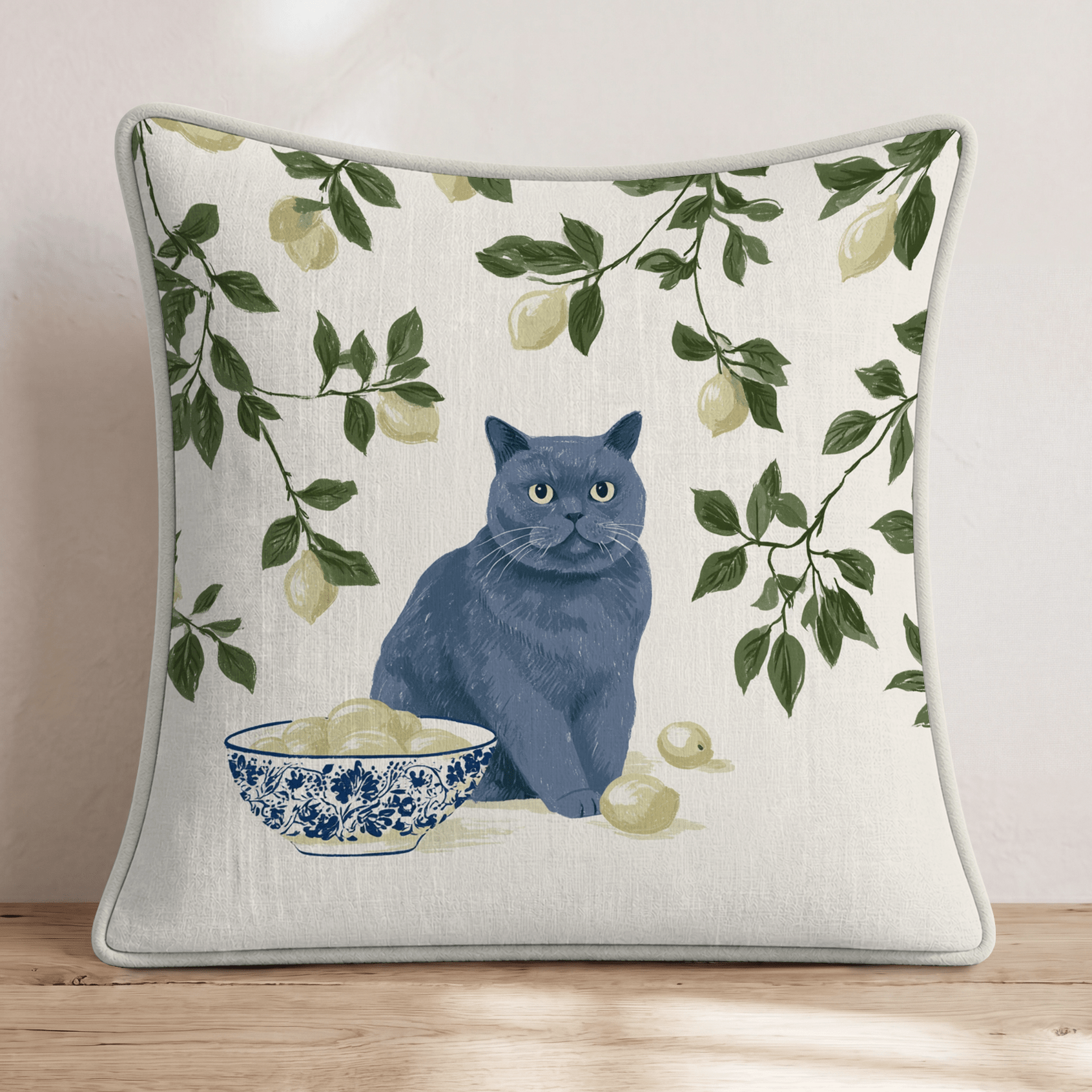 British Shorthair Lemon Tree Throw Pillow - Hillcroft Home