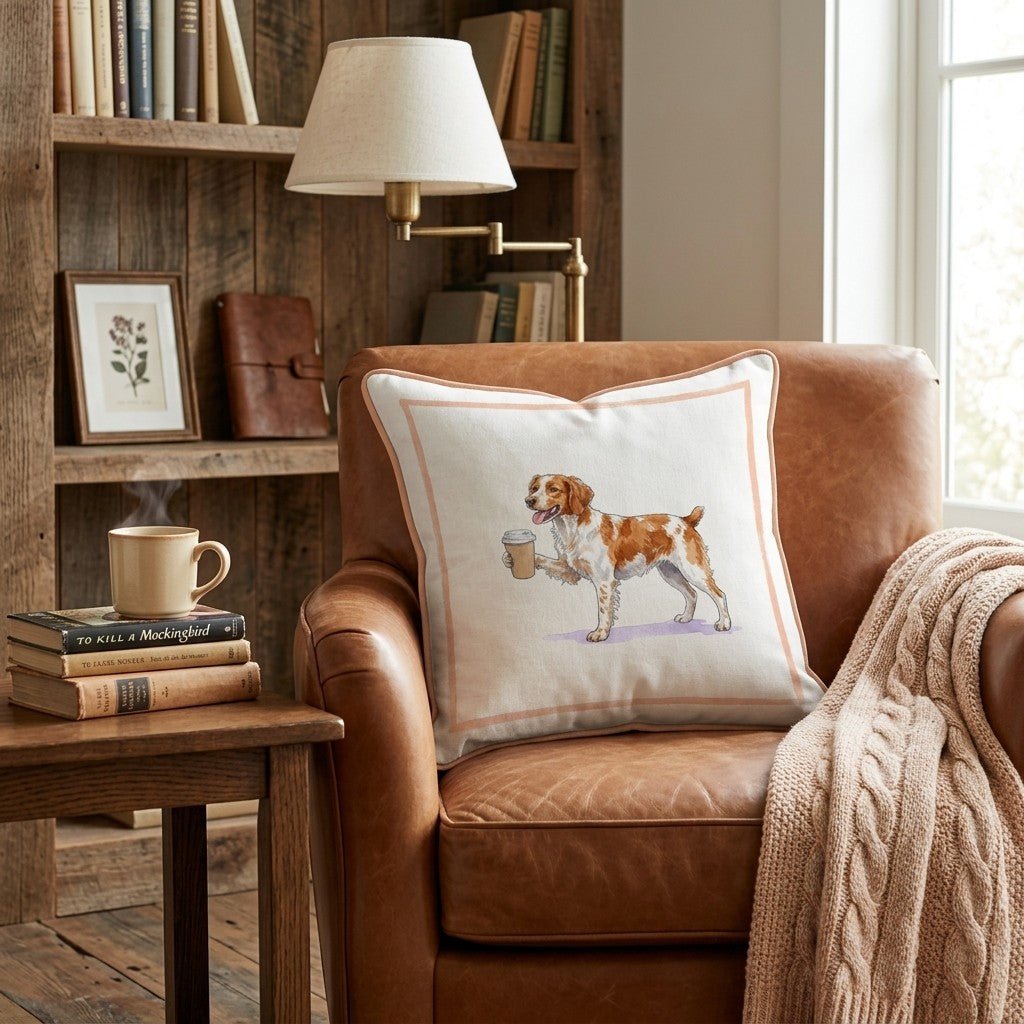 Brittany Coffee Throw Pillow - Hillcroft Home
