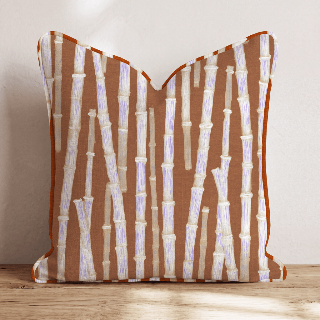 Brown Bamboo Shoots Throw Pillow - Hillcroft Home
