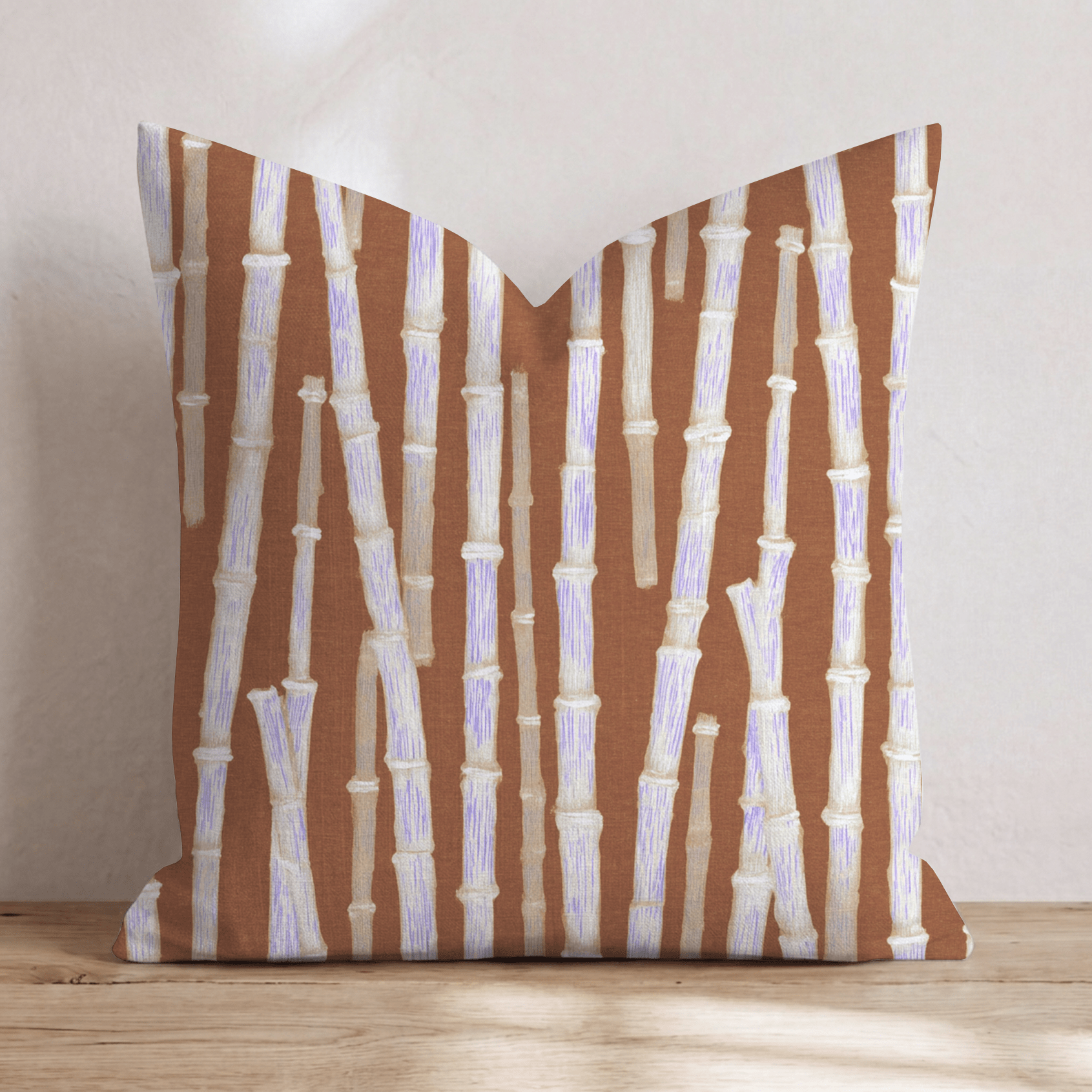 Brown Bamboo Shoots Throw Pillow - Hillcroft Home