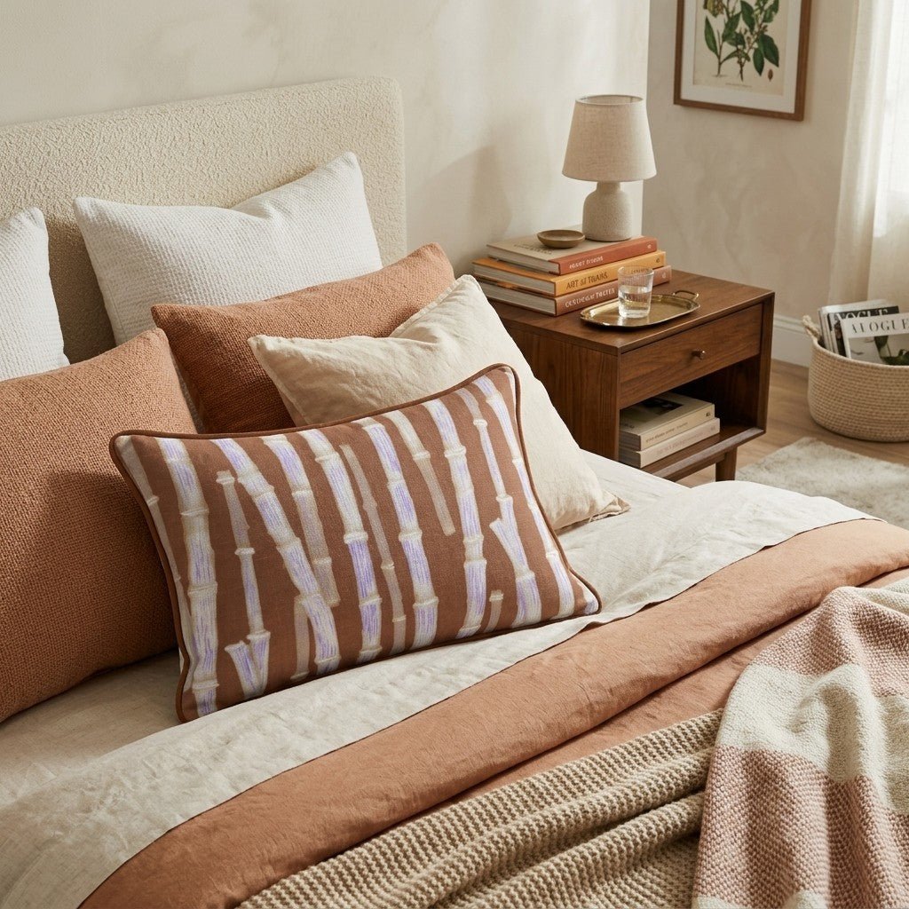Brown Bamboo Shoots Throw Pillow - Hillcroft Home