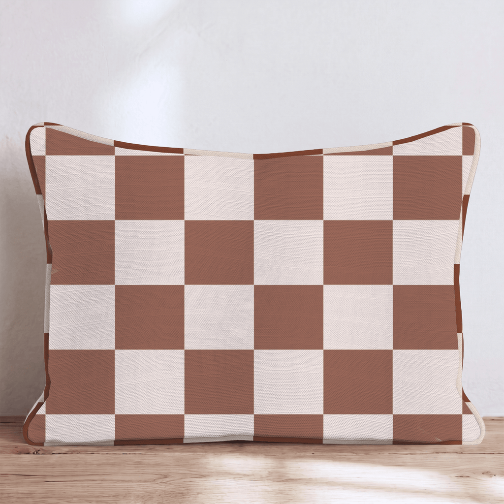 Brown Checkered Throw Pillow - Hillcroft Home