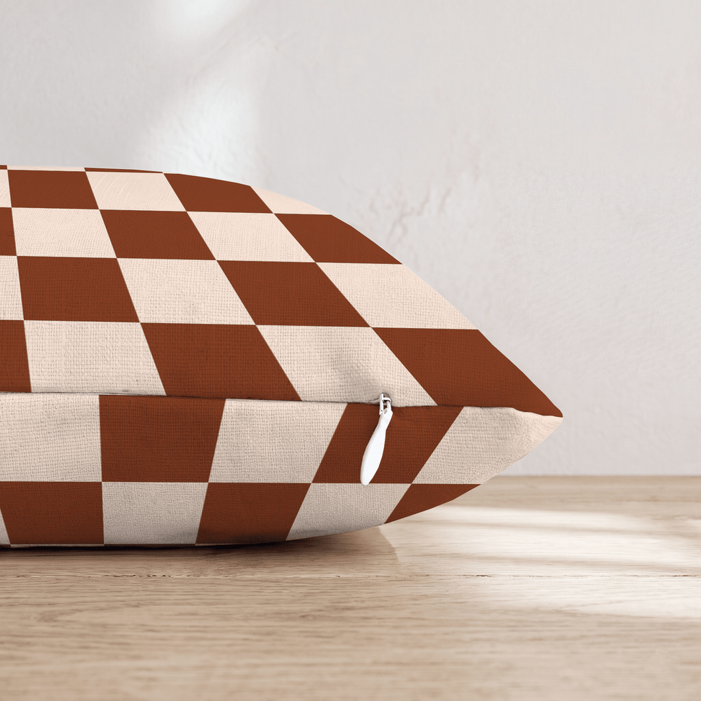 Brown Checkered Throw Pillow - Hillcroft Home