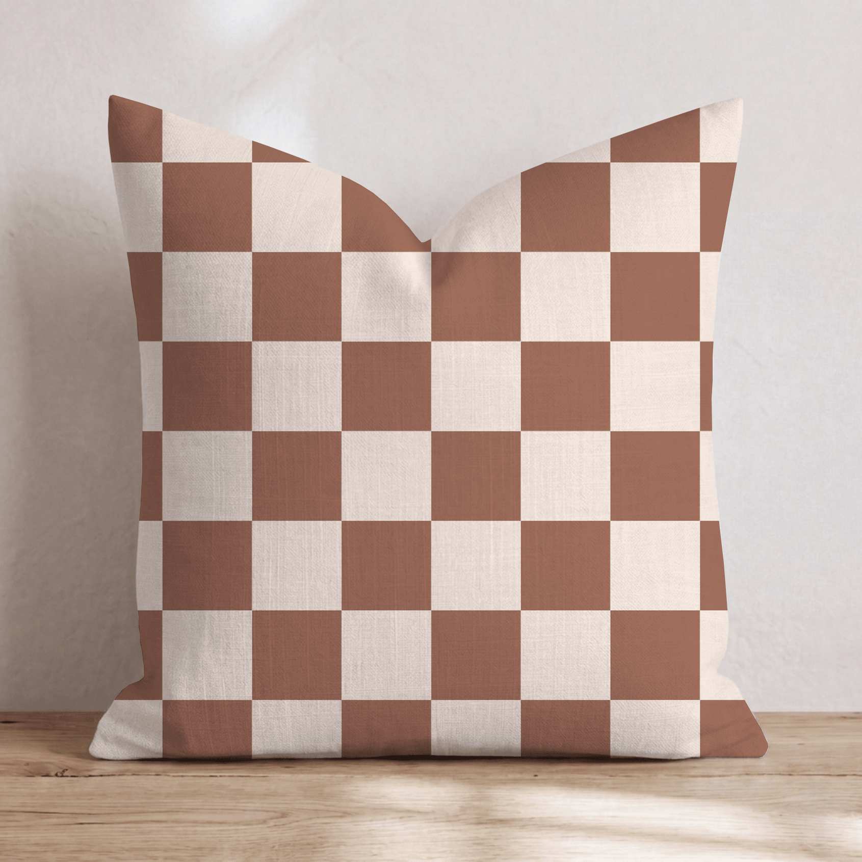 Brown Checkered Throw Pillow - Hillcroft Home