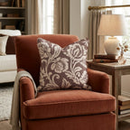 Brown Damask Rose Throw Pillow throw pillow - Hillcroft Home