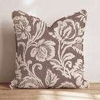 Brown Damask Rose Throw Pillow throw pillow - Hillcroft Home