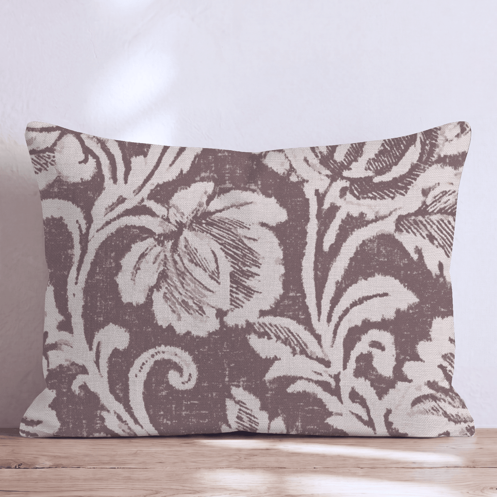 Brown Damask Rose Throw Pillow throw pillow - Hillcroft Home
