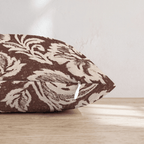 Brown Damask Rose Throw Pillow throw pillow - Hillcroft Home