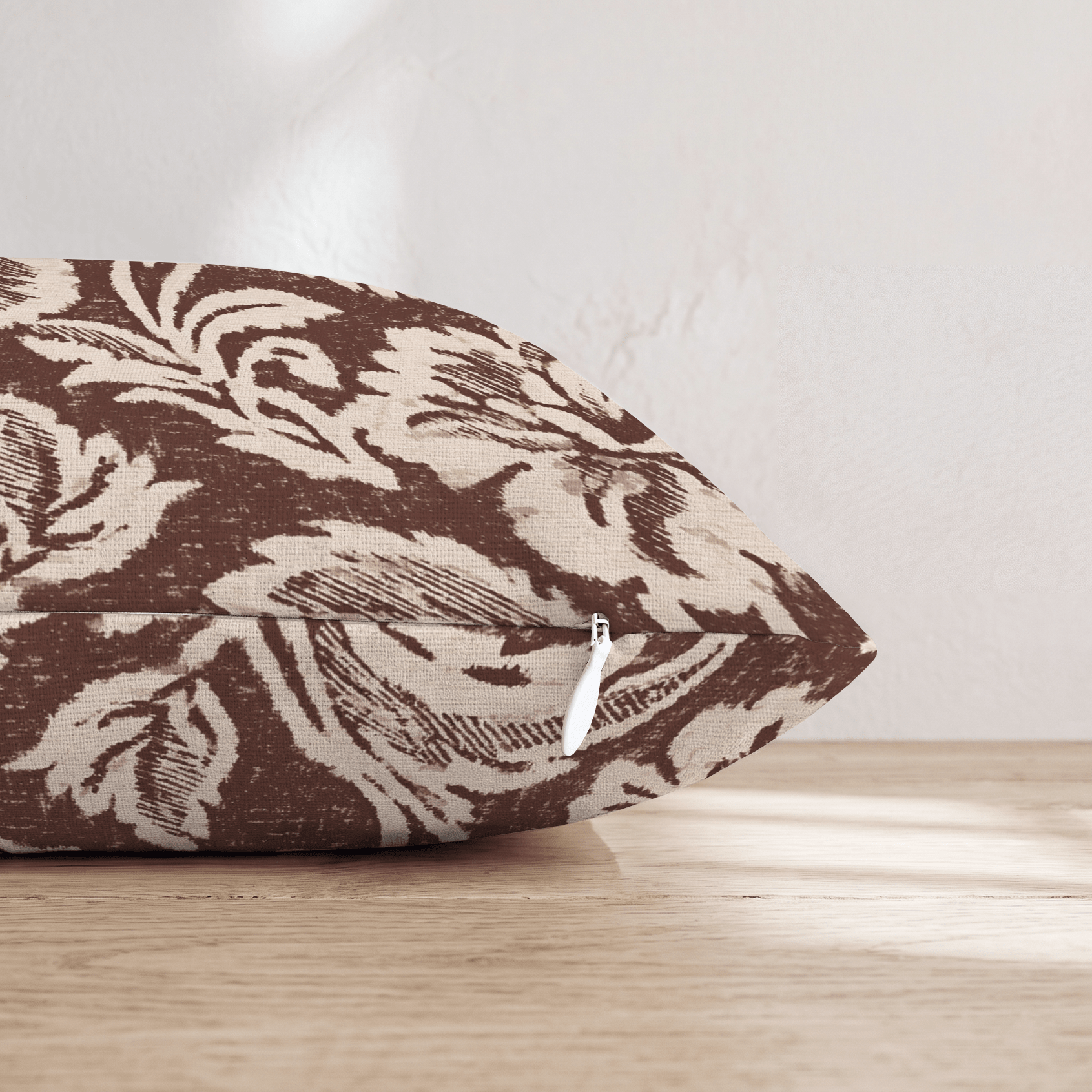 Brown Damask Rose Throw Pillow throw pillow - Hillcroft Home