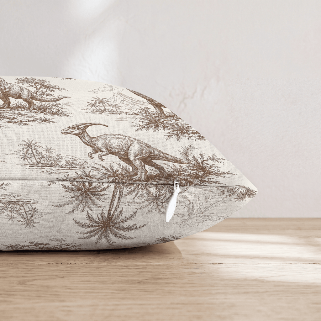 Brown Dino Toile Throw Pillow - Hillcroft Home