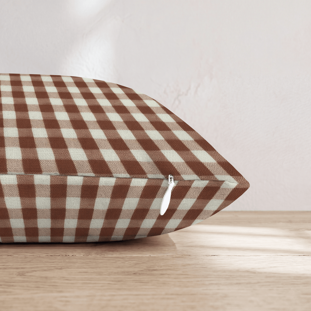 Brown Gingham Day Throw Pillow - Hillcroft Home