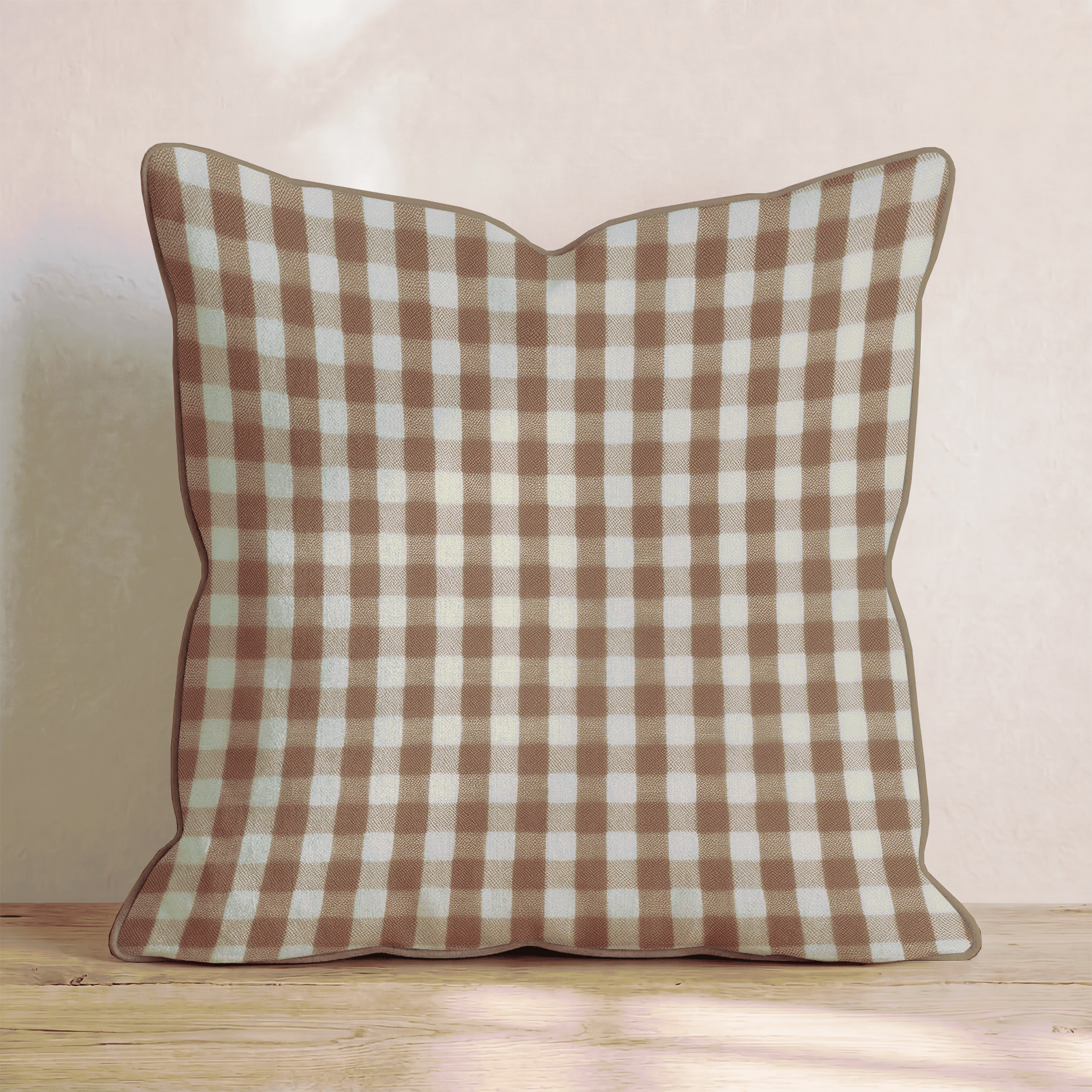 Brown Gingham Day Throw Pillow - Hillcroft Home