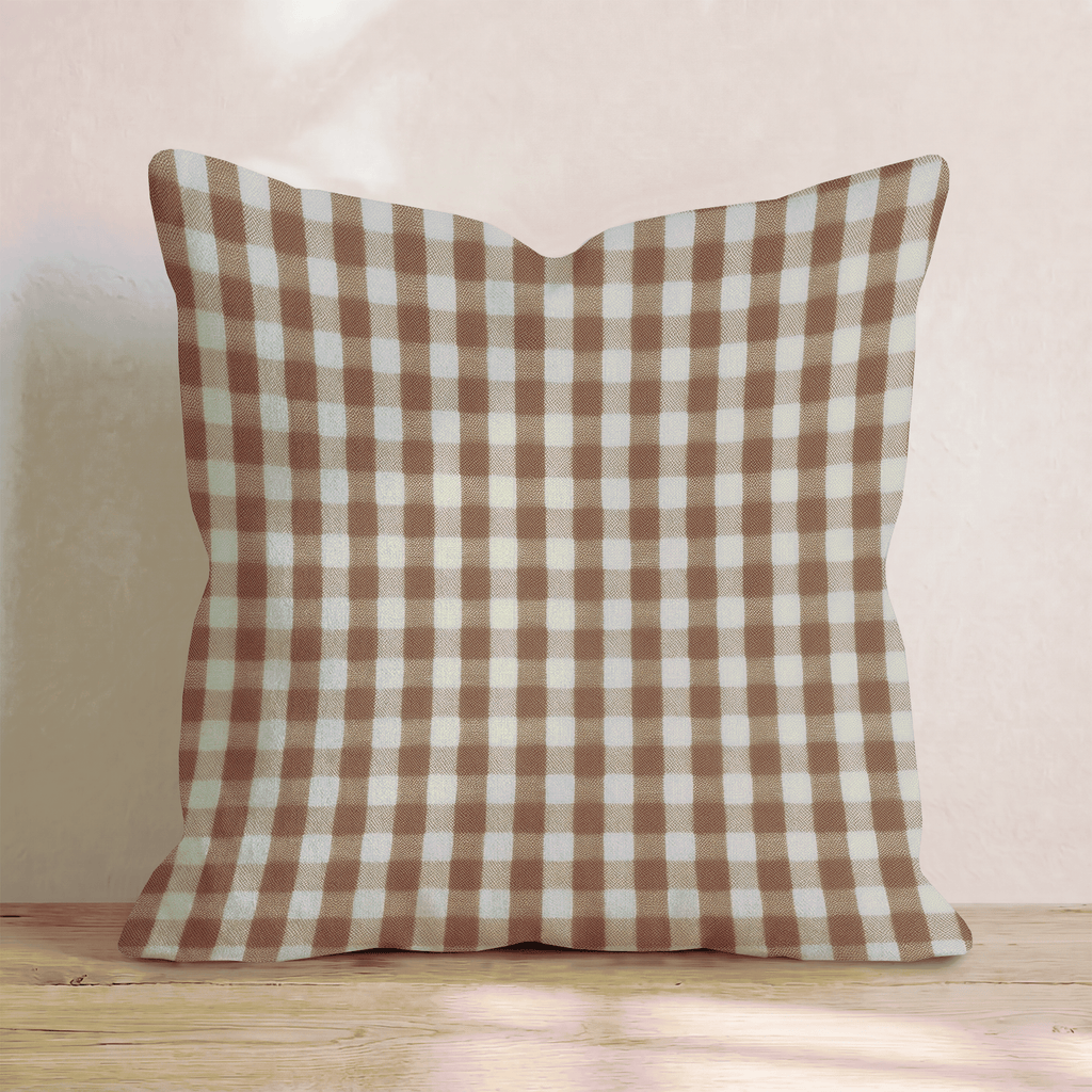 Brown Gingham Day Throw Pillow - Hillcroft Home