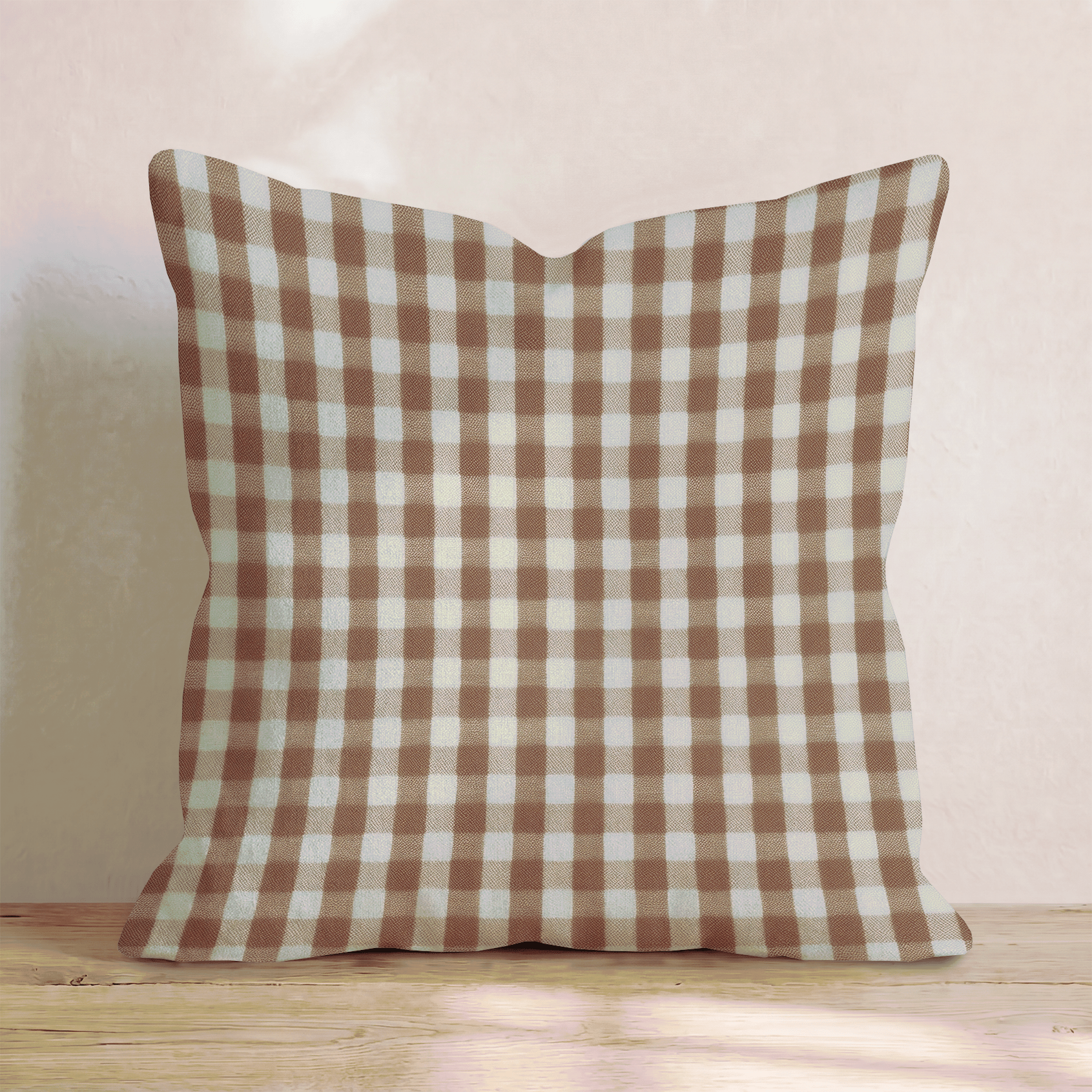 Brown Gingham Day Throw Pillow - Hillcroft Home
