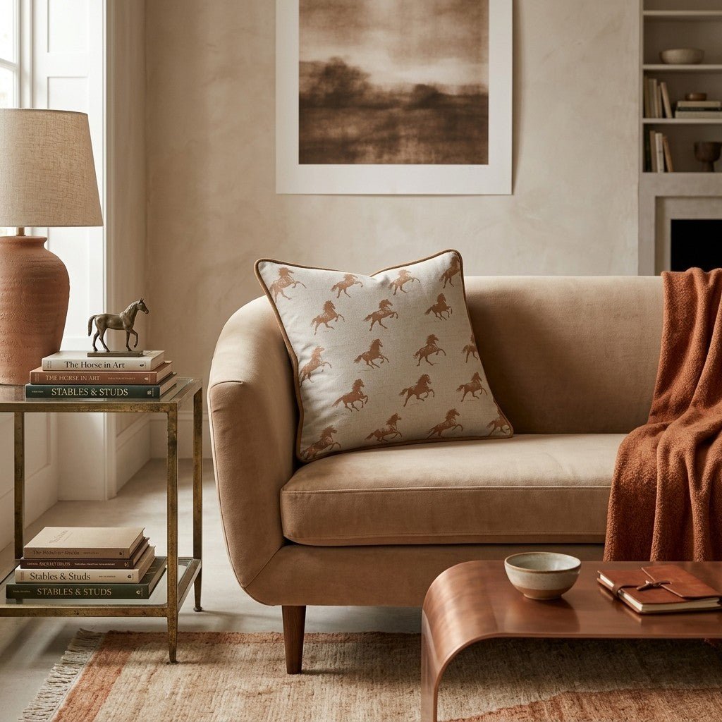 Brown Horse Pattern Throw Pillow - Hillcroft Home