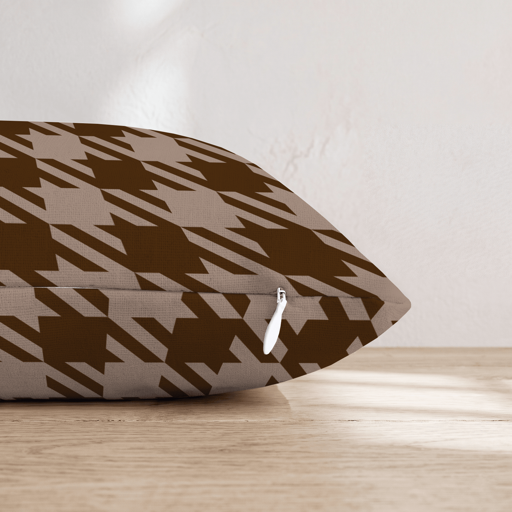 Brown Houndstooth Throw Pillow - Hillcroft Home