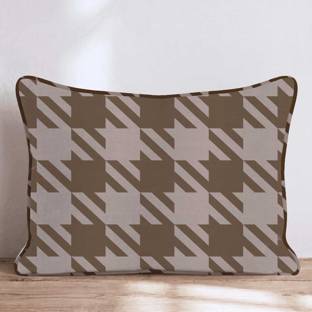 Brown Houndstooth Throw Pillow - Hillcroft Home