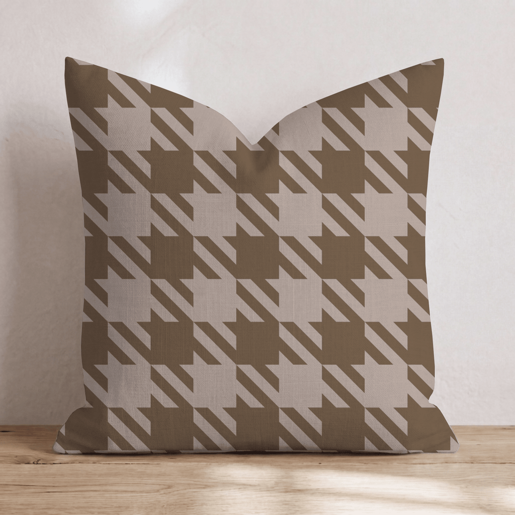 Brown Houndstooth Throw Pillow - Hillcroft Home