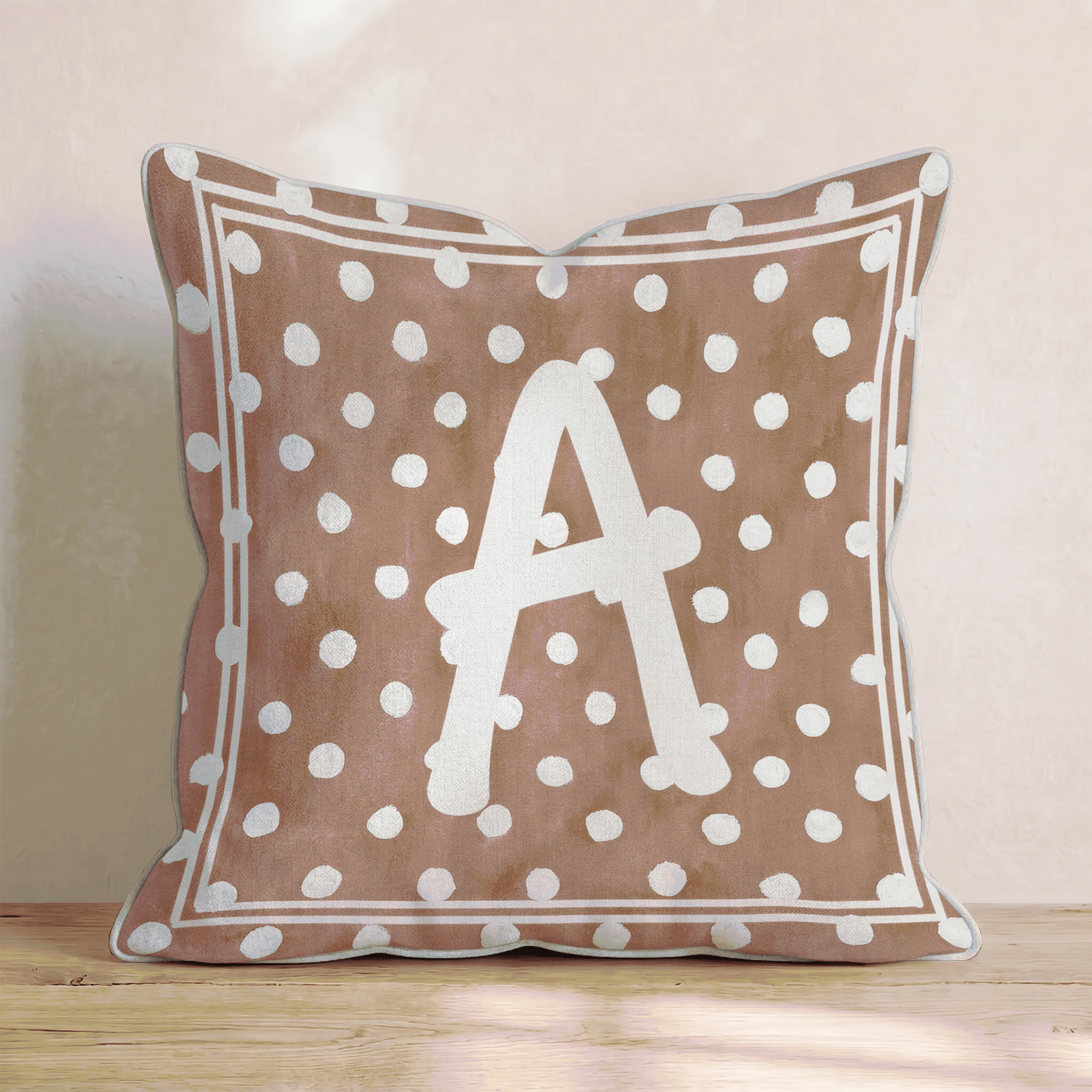 Brown Polka Dot A Throw Pillow - Hillcroft Home