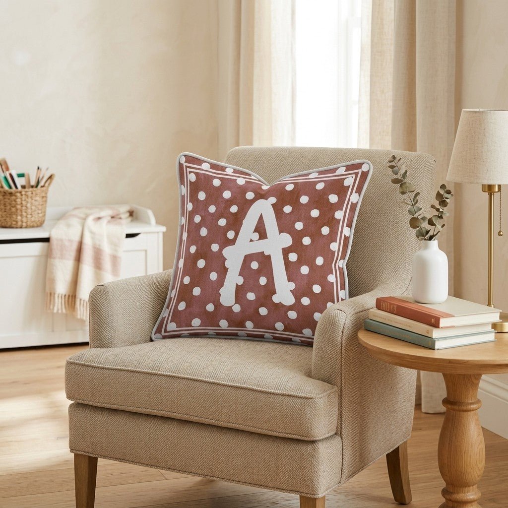 Brown Polka Dot A Throw Pillow - Hillcroft Home