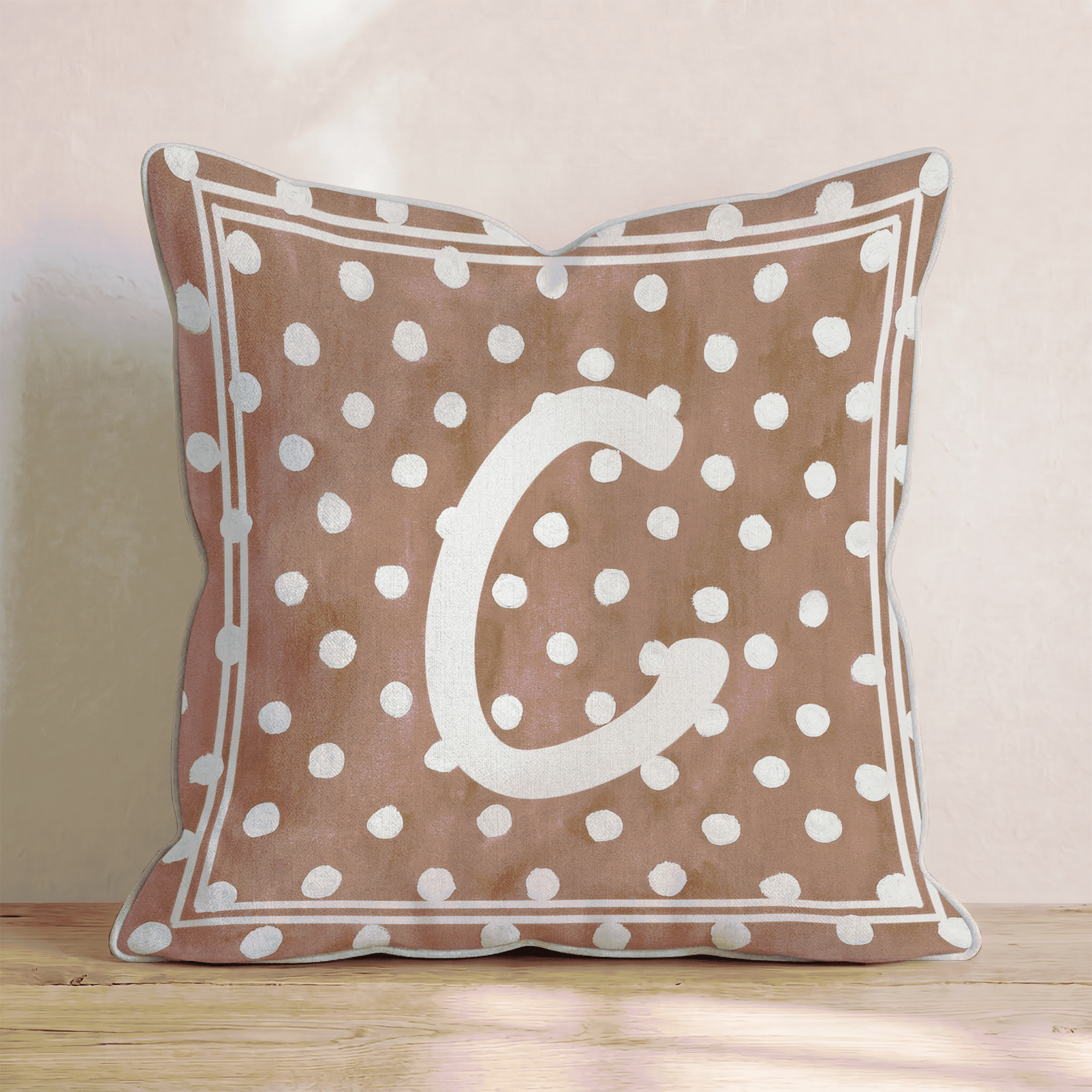 Brown Polka Dot C Throw Pillow - Hillcroft Home