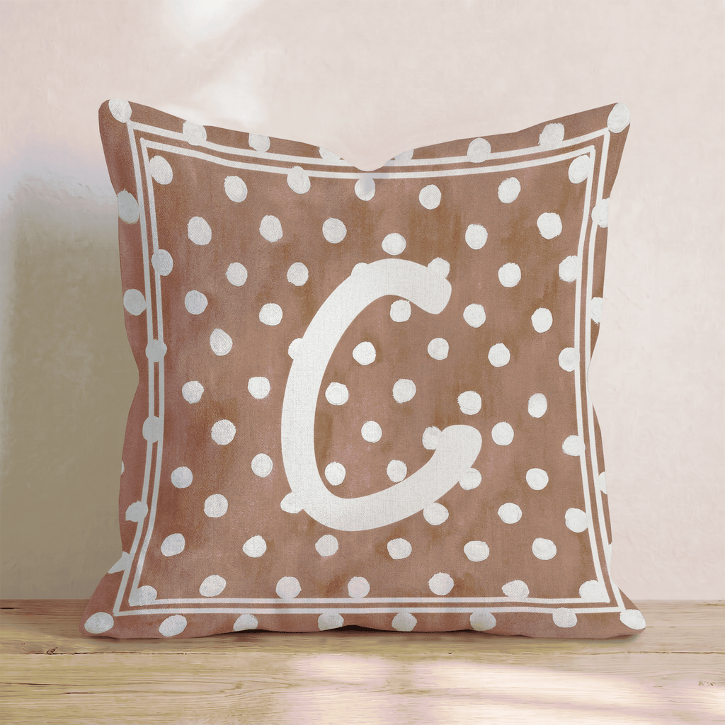 Brown Polka Dot C Throw Pillow - Hillcroft Home