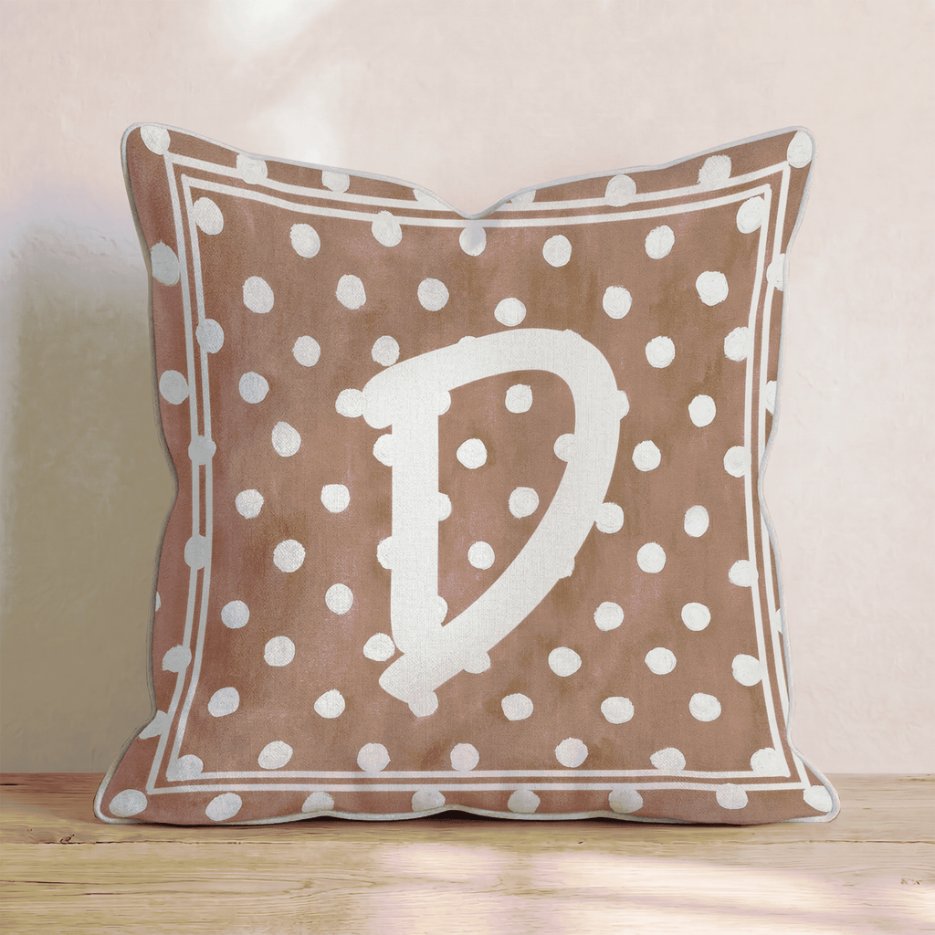 Brown Polka Dot D Throw Pillow - Hillcroft Home