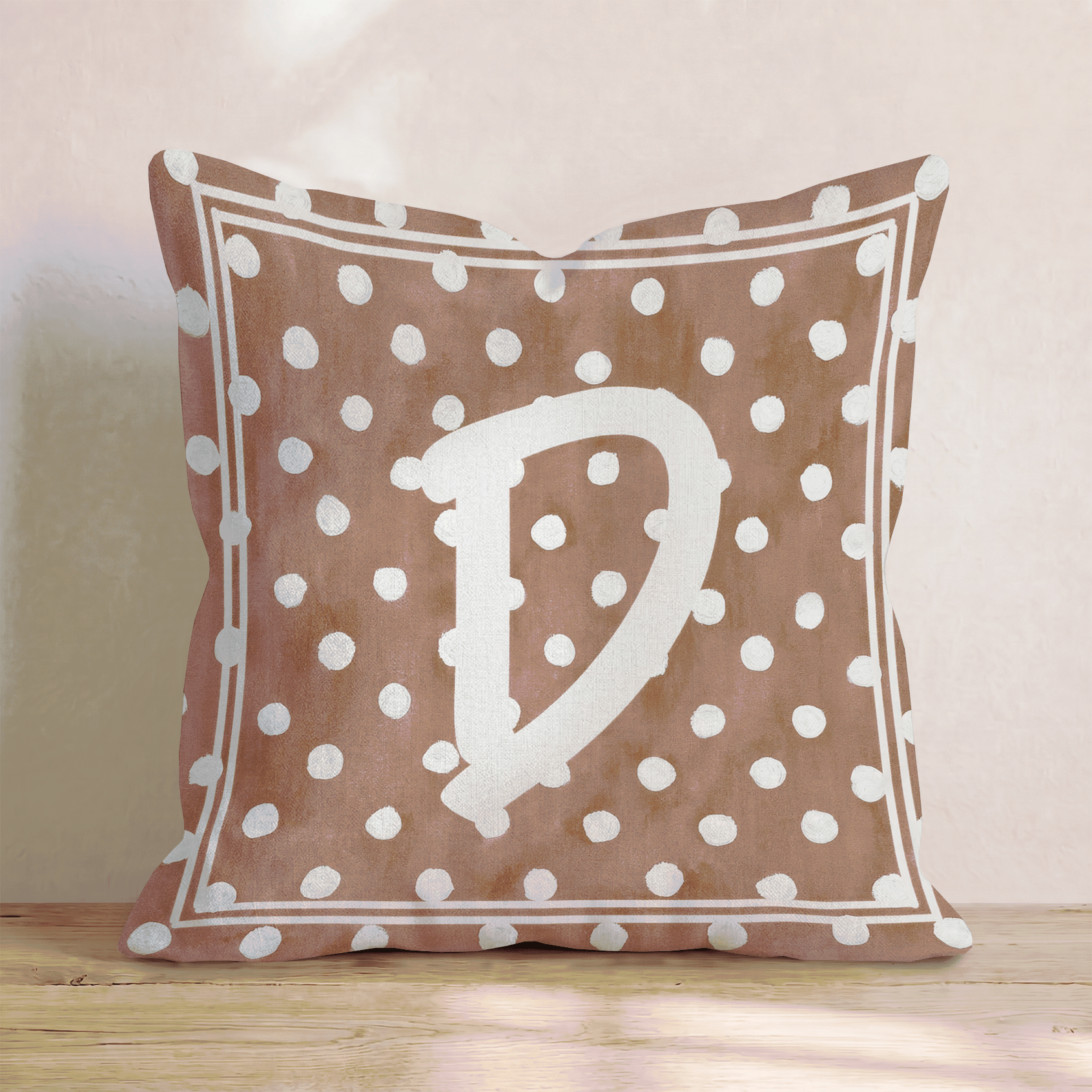 Brown Polka Dot D Throw Pillow - Hillcroft Home
