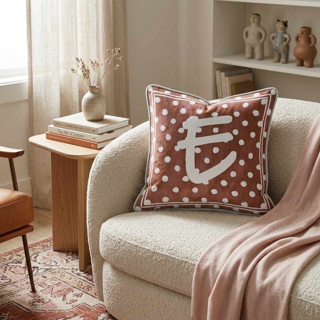 Brown Polka Dot E Throw Pillow - Hillcroft Home
