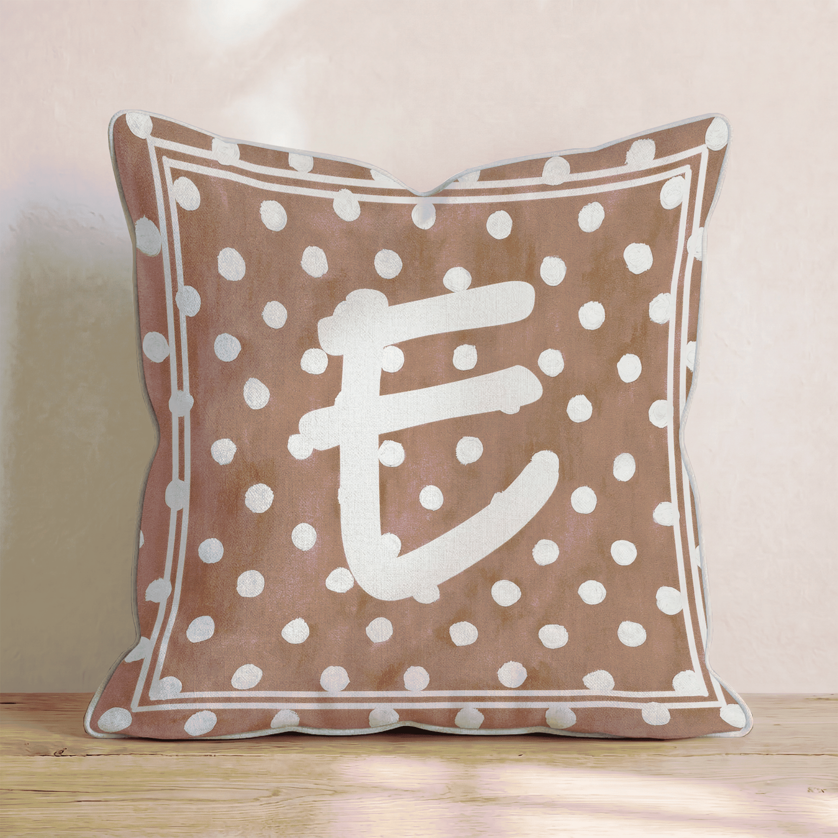 Brown Polka Dot E Throw Pillow - Hillcroft Home