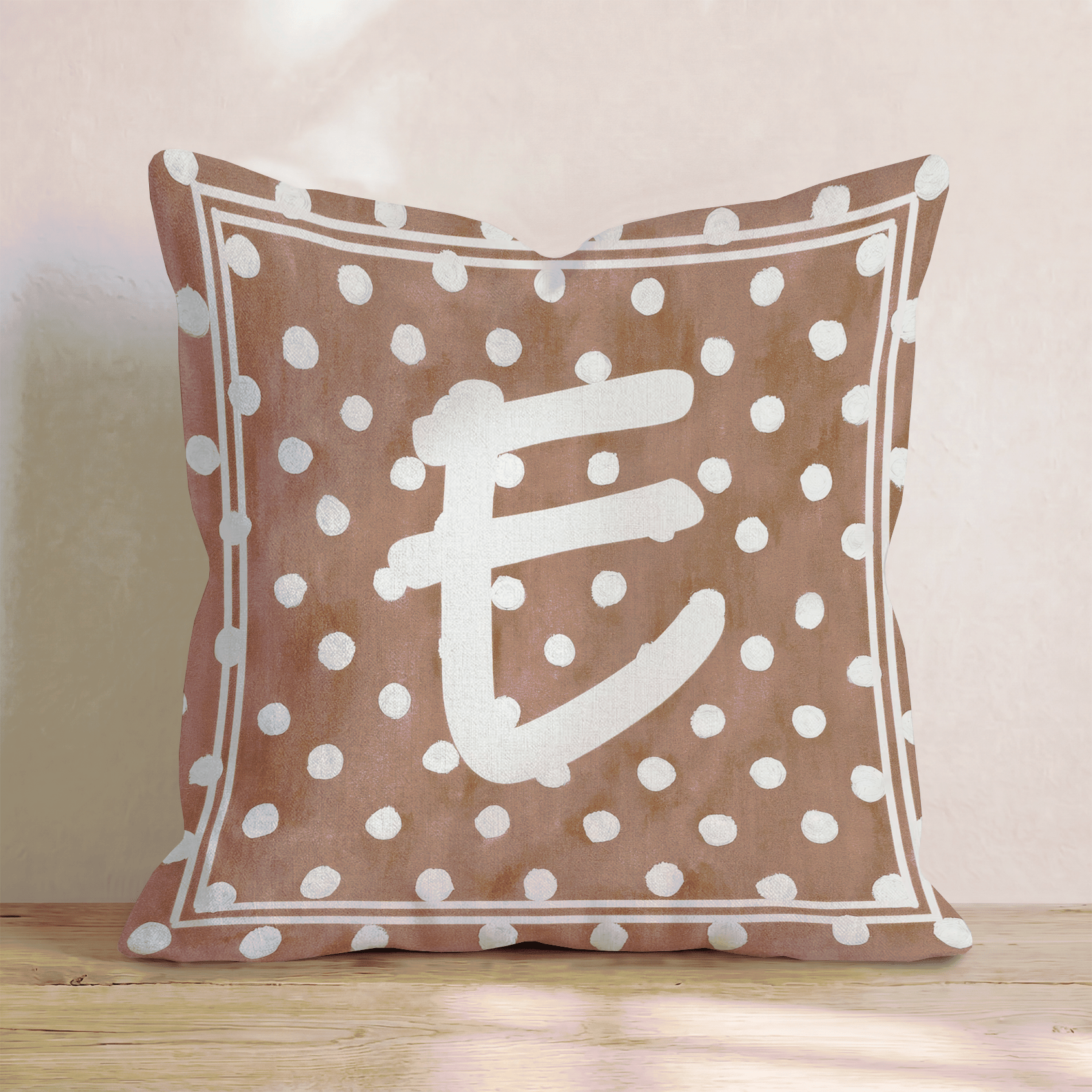 Brown Polka Dot E Throw Pillow - Hillcroft Home