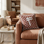 Brown Polka Dot F Throw Pillow - Hillcroft Home