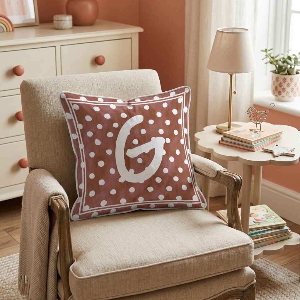Brown Polka Dot G Throw Pillow - Hillcroft Home