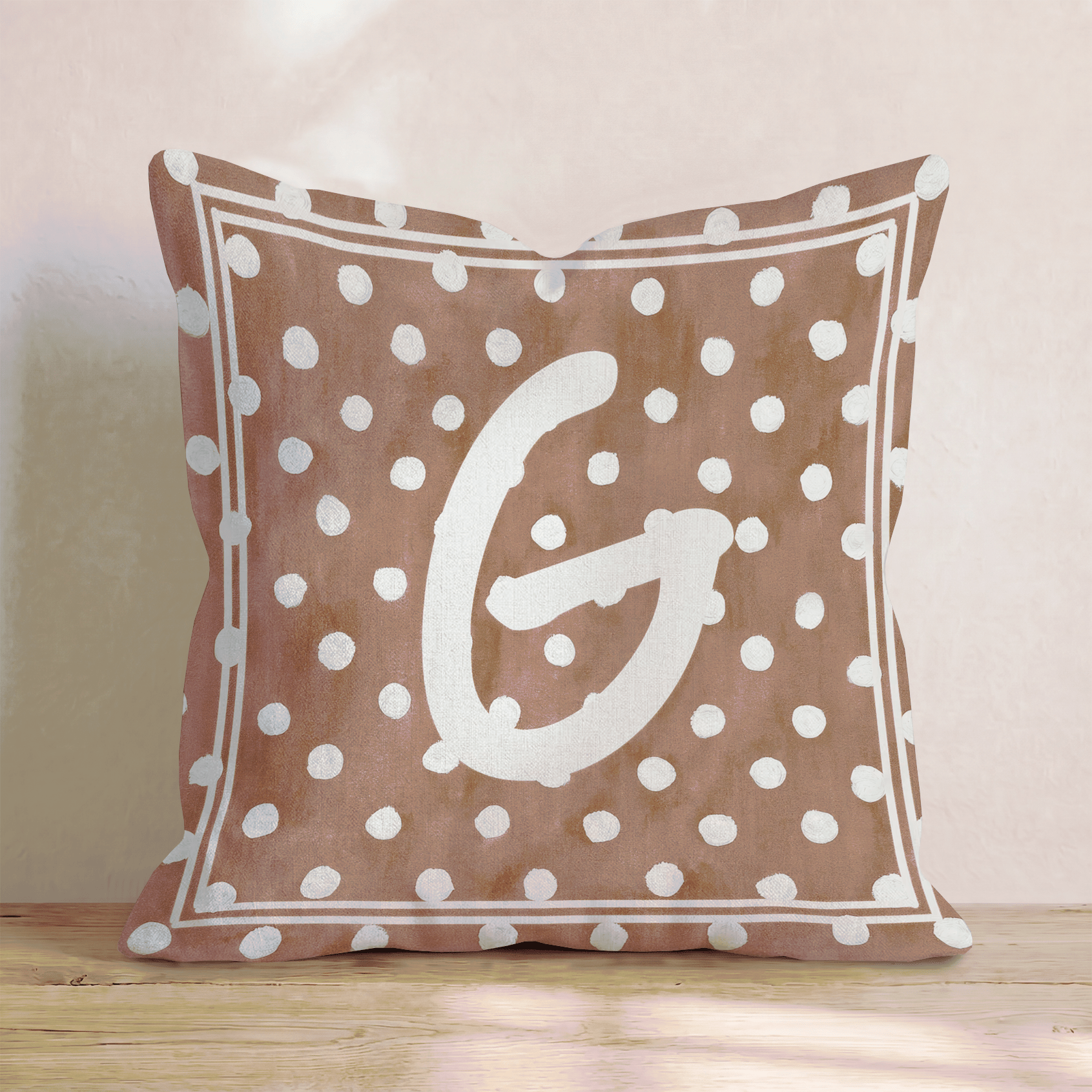 Brown Polka Dot G Throw Pillow - Hillcroft Home
