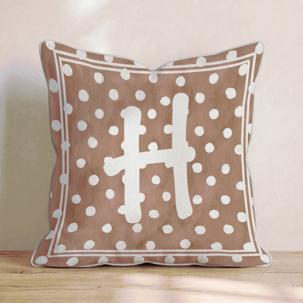 Brown Polka Dot H Throw Pillow - Hillcroft Home