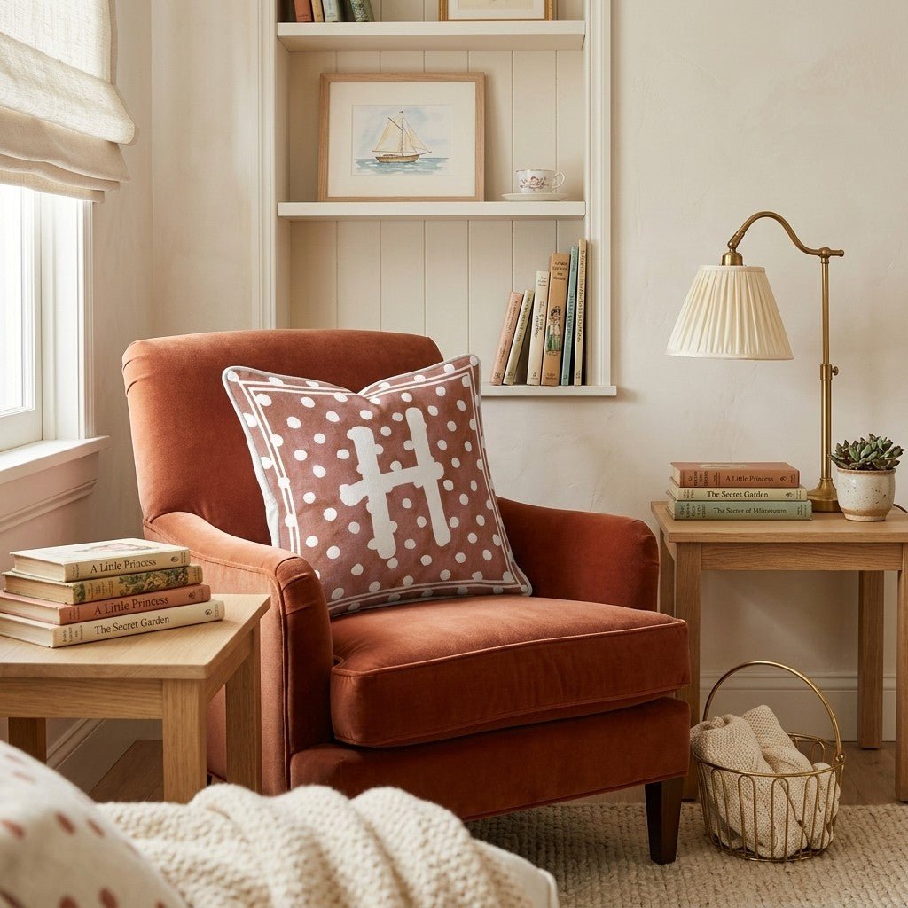 Brown Polka Dot H Throw Pillow - Hillcroft Home