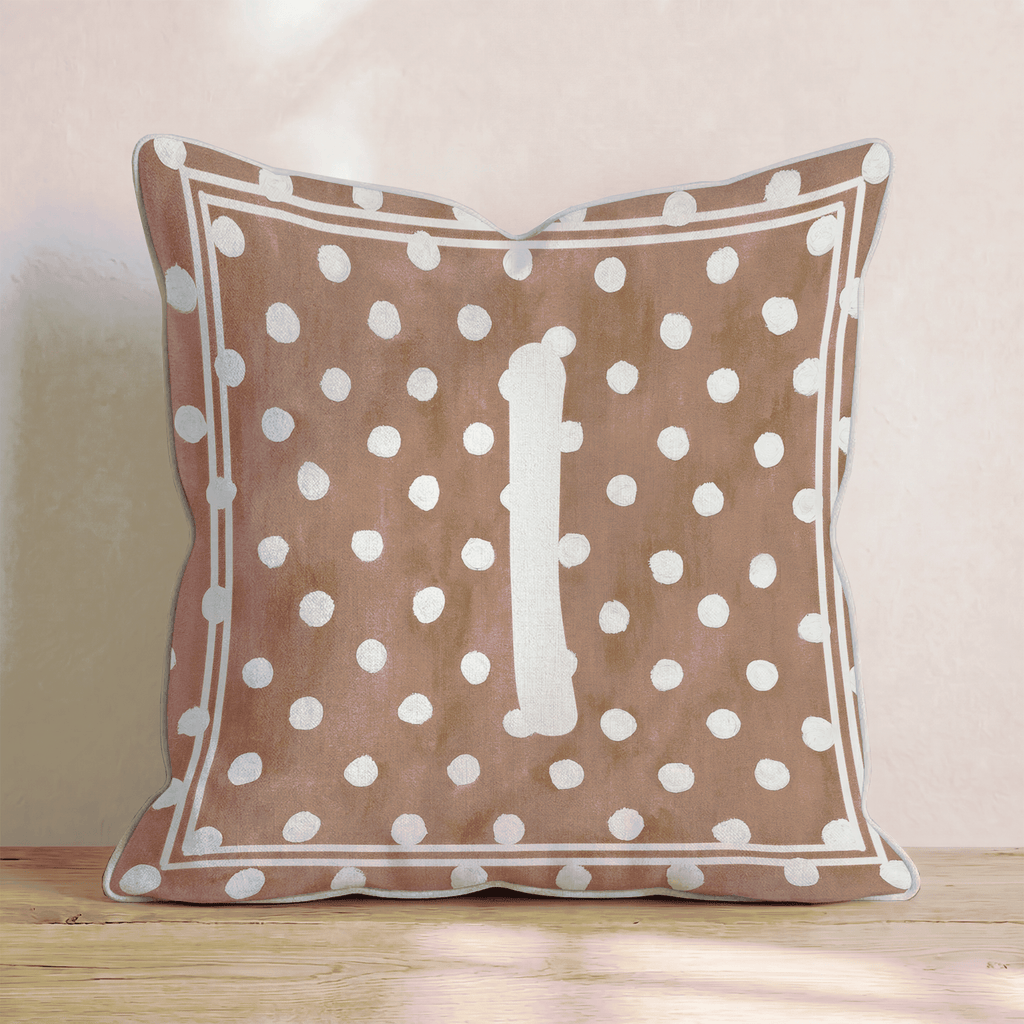 Brown Polka Dot I Throw Pillow - Hillcroft Home