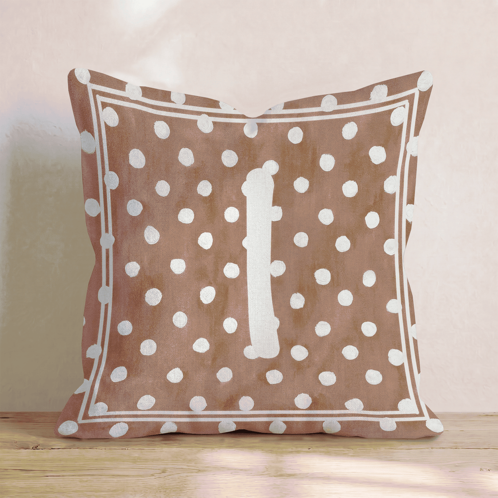 Brown Polka Dot I Throw Pillow - Hillcroft Home