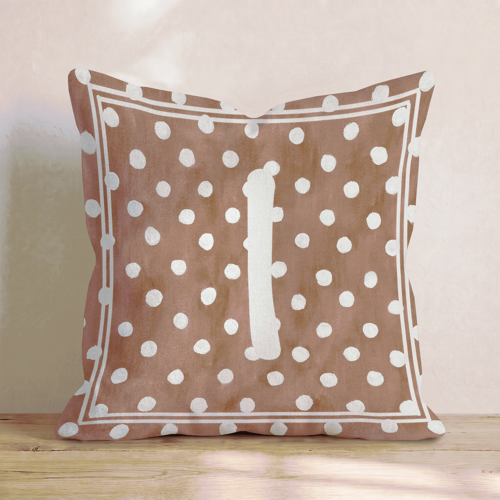 Brown Polka Dot I Throw Pillow - Hillcroft Home