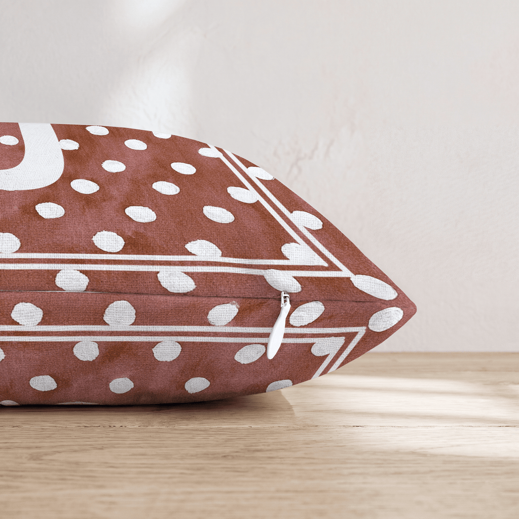 Brown Polka Dot J Throw Pillow - Hillcroft Home