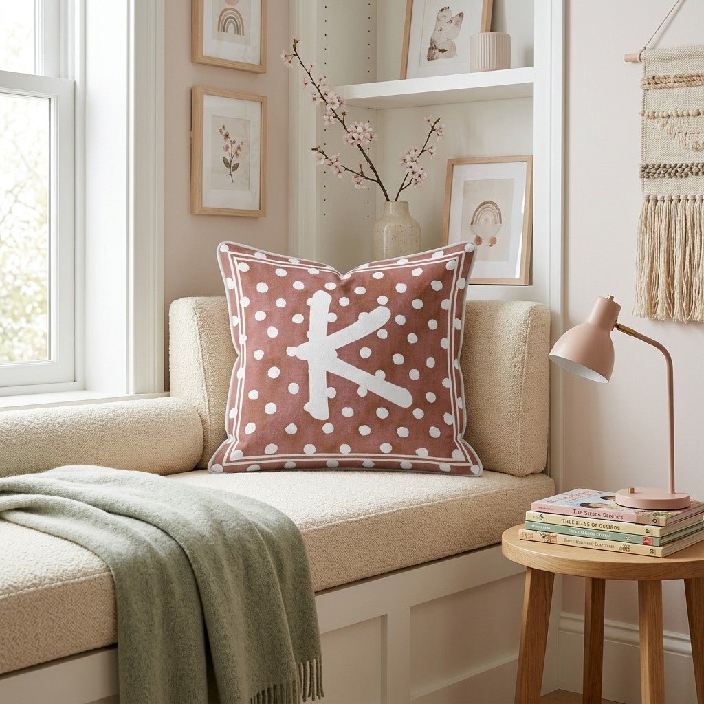 Brown Polka Dot K Throw Pillow - Hillcroft Home