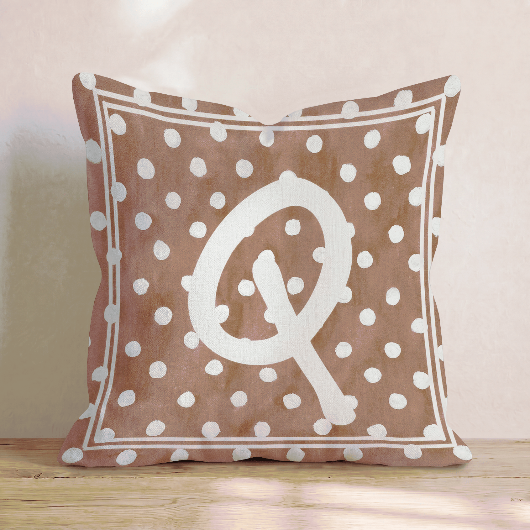 Brown Polka Dot Q Throw Pillow - Hillcroft Home