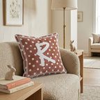 Brown Polka Dot R Throw Pillow - Hillcroft Home